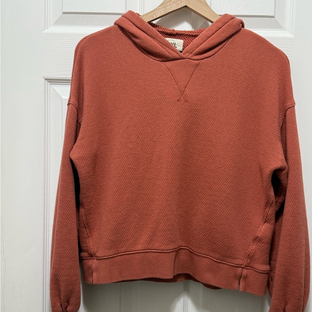 Madewell MWL Airyterry Pullover Hoodie Sweatshirt Weathered Brick SZ Small $75